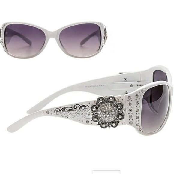 Montana West Concho Sunglasses Rhinestone in White SGS-5802WH NWT main image 5
